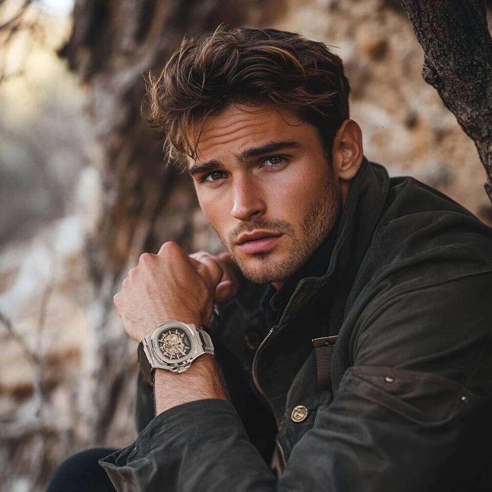 LONGLUX automatic mechanical outdoors simple luxury watches waterproof cheap wholesale skeleton leather mens watch gift