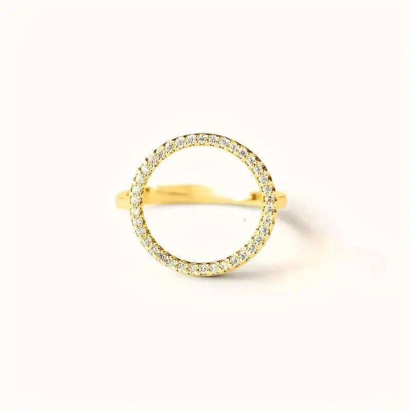 Huitan Hollow Round Shaped Finger Ring for Women Sparkling CZ Minimalist Wedding Rings Statement Accessories Drop Ship Jewelry H260312