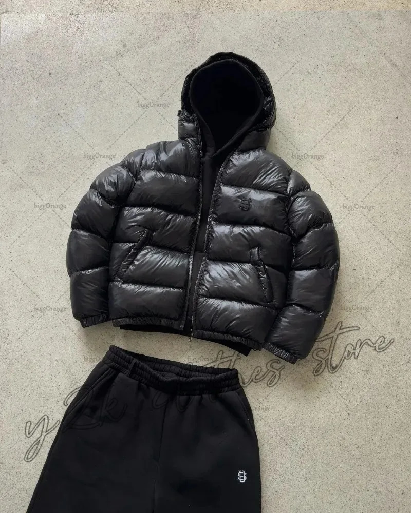 American high street Dollar men sportswear set Y2K oversized casual fashion hoodie trendy top cotton padded jacket 260311