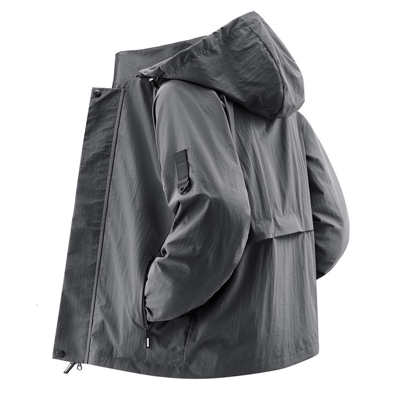 Cross-border men's spring and autumn hooded jacket, casual versatile loose coat, trendy simple workwear top for men