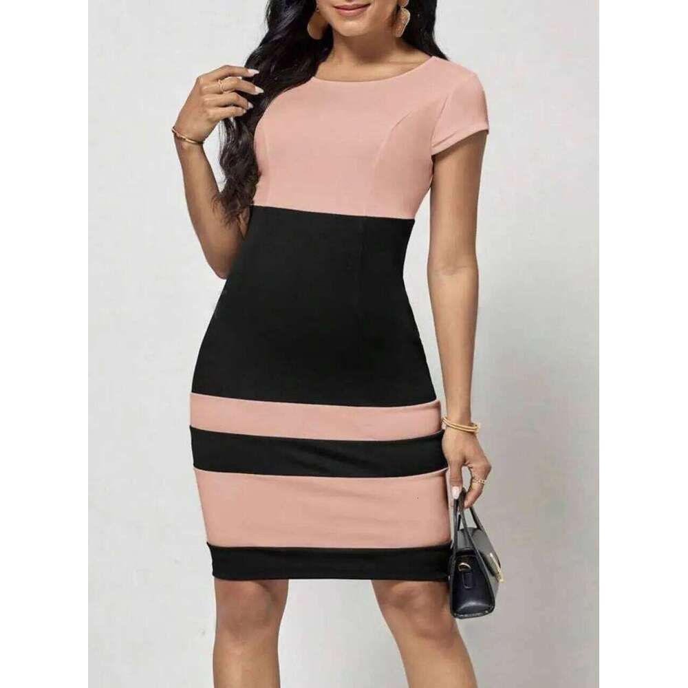 Spring Autumn new European and American womens clothing hot selling styles of stylish slim matching waistband round neck C260312