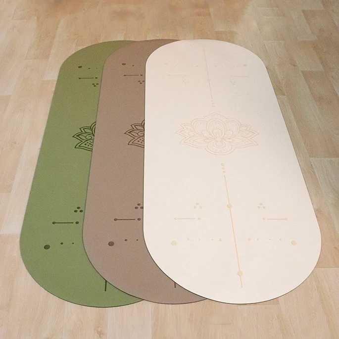 Thick 5mm Pu Curve Arch Oval Shape Matt PU Natural Rubber Oval Yoga Mat with Custom M260312