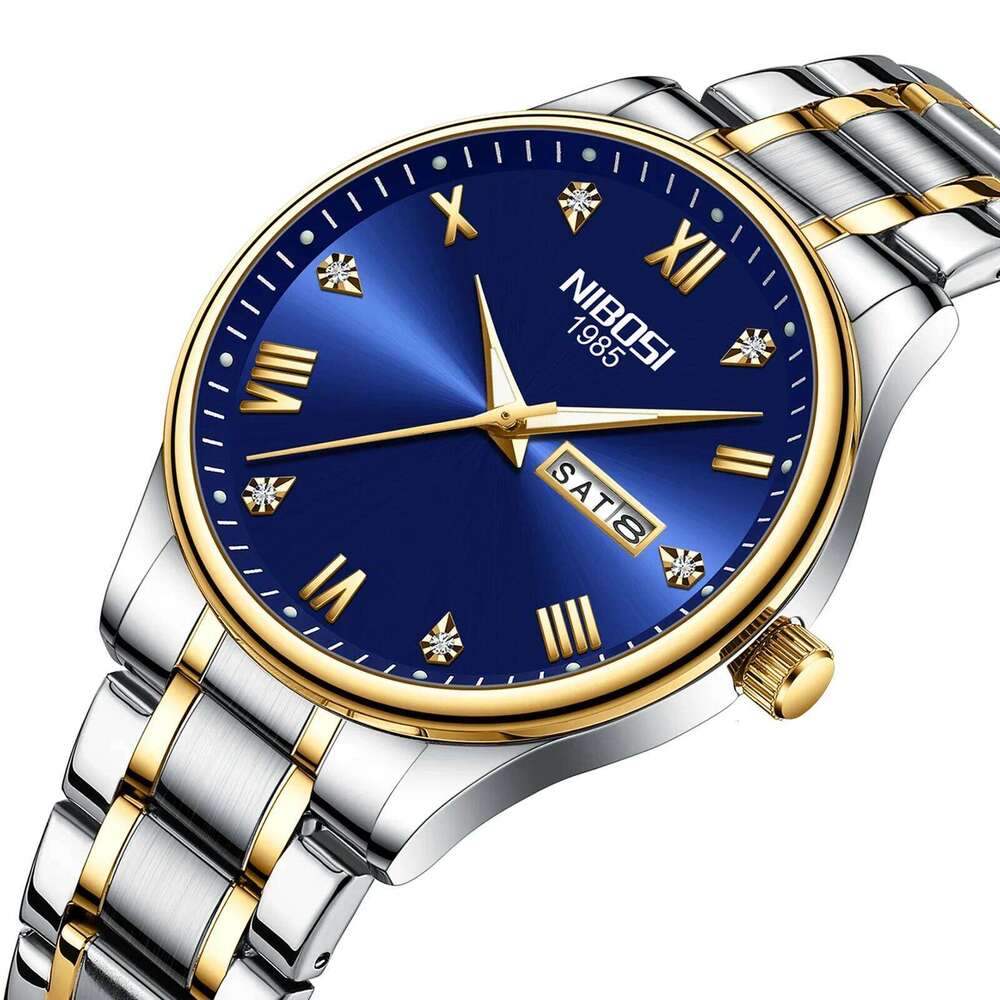 NIBOSI Quartz Watches for Men Top Brand Luxury Week Day Men's Watch Business Waterproof Stainless Steel Sports Wristwatch Reloj
