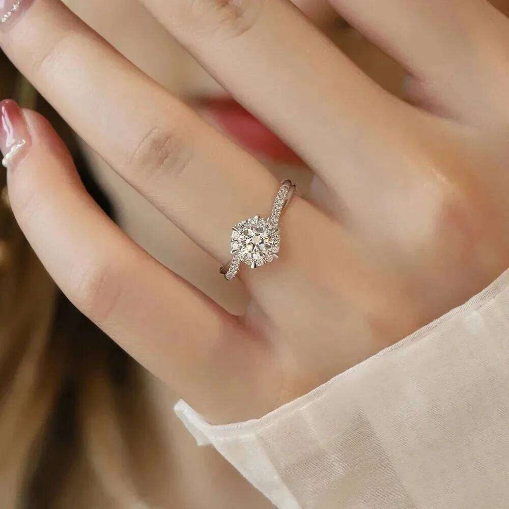 1CT GRA Certified Moissanite Engagement Ring for Women Lab Diamond Twisted Arm Wedding Promise Band 925 Sterling Silver Rings H260312