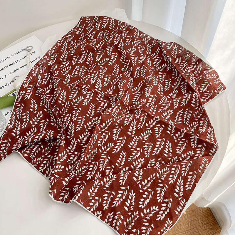 Cotton Linen Square For Women Spring Summer New Korean Style Fresh Floral Elegant Protection Small Neck Hair Band Headscarf Silk Scarf Liuyuemoshang