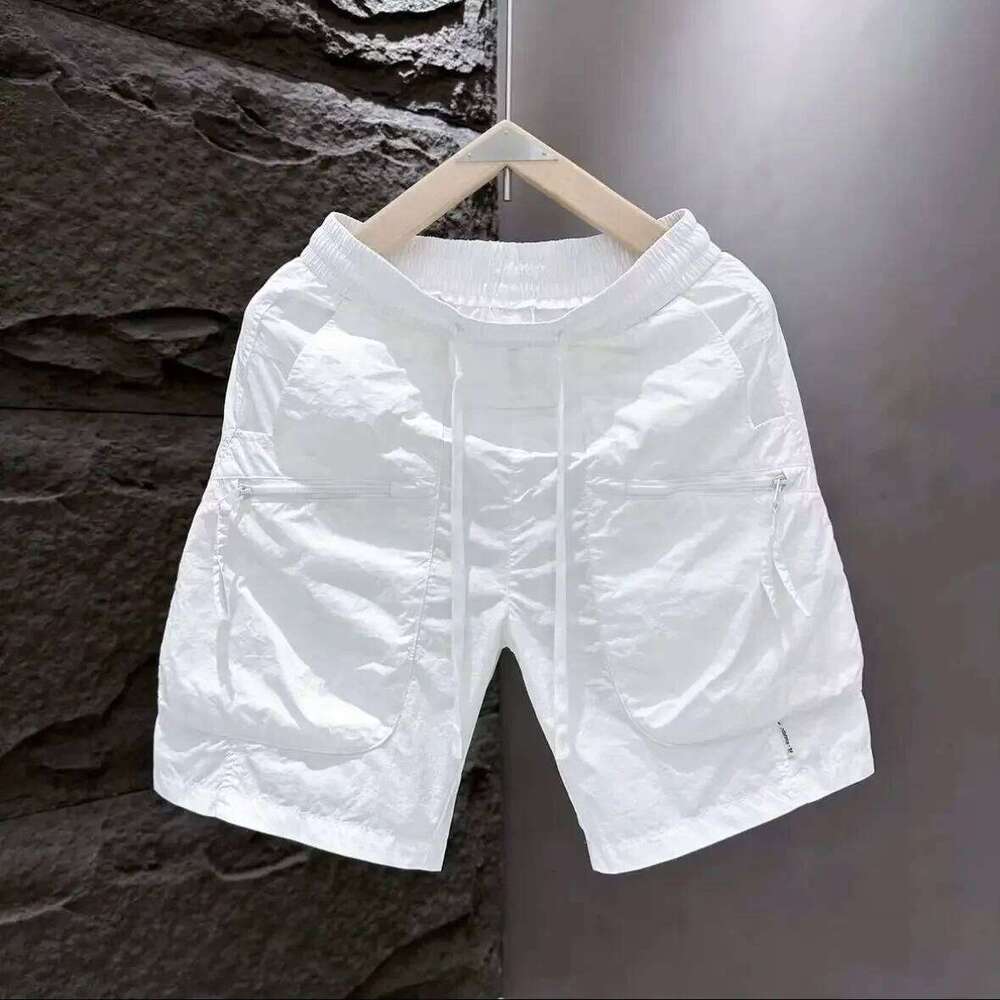 Men's Summer Pocket Zipper Cargo Shorts Trendy Brand Versatile Quick-Drying Sports Loose Casual Five-Point Beach Pants