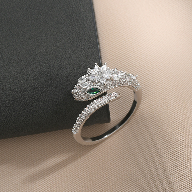 Ring rench Design Open Snake Ring Personality Simple Fashionable Ring Internet Celebrity Temperament Light Luxury New Style Ring