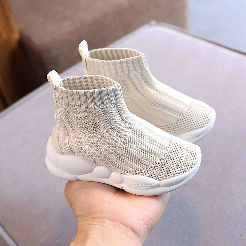 Kids Knitted Fashion High Top for Boys Girls Casual Sport Sock Sneakers 2-6 Years Children Tennis Shoes H260312