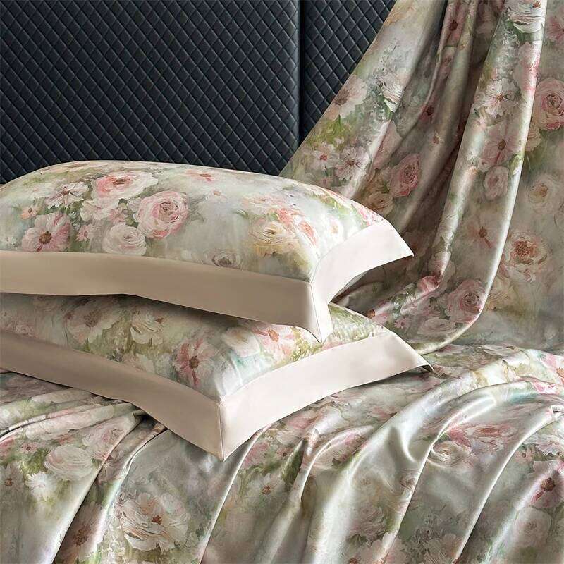 Premium 1000TC Egyptian Cotton Flowers Print Queen King Size Bedding Set Duvet Cover Flat/Fitted Sheet Pillowcases 4Pcs H260312