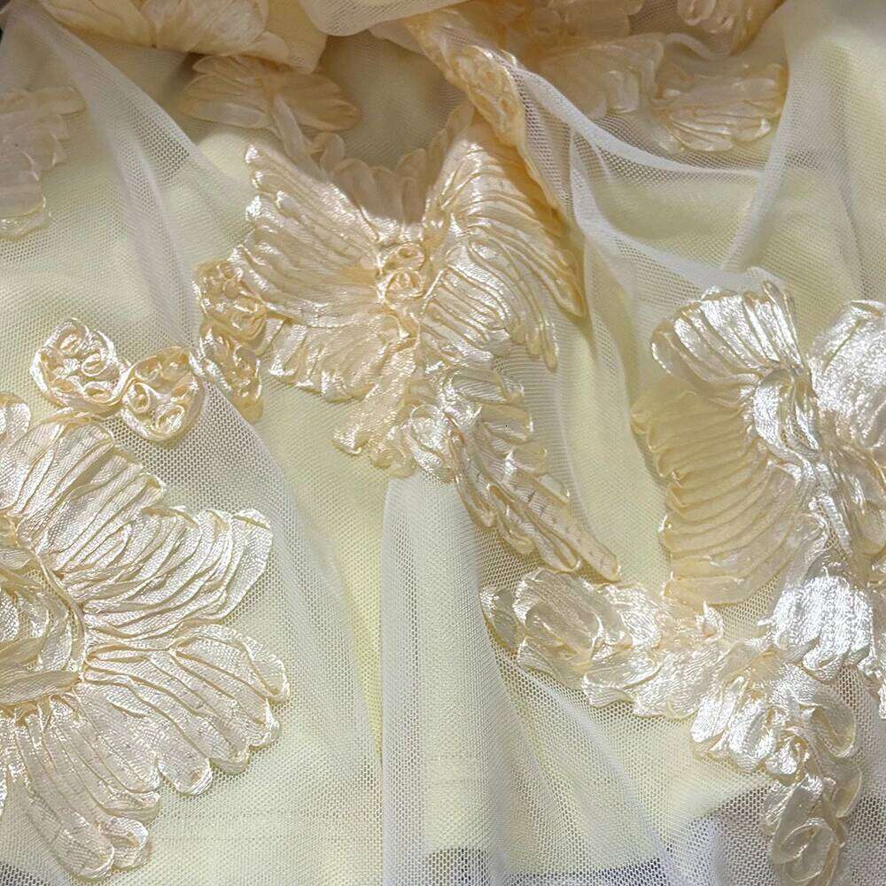 Mingmingxi Women Maxi Backless Sexy 3D Floral Embroidery Mermaid Gown Yellow Formal gala Prom Party Dress Long C260312