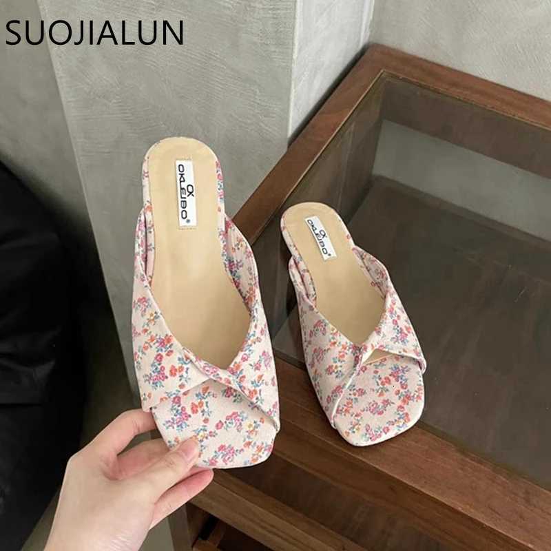 SUOJIALUN 2025 Summer New Candy Color Women Slipper Fashion Open Toe Slip On Slides Soft Flat Heel Outdoor Dress Beach Sandal K260312