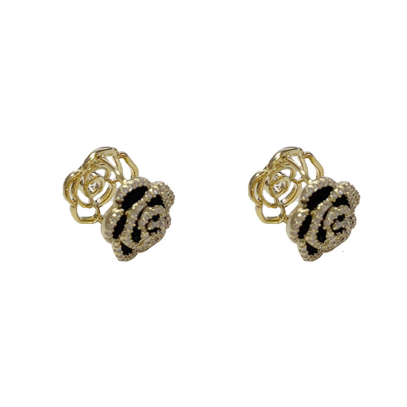 Luxury Brand Designer Jewelry French Fashion Double-Sided Camellia Earrings Internet Celebrity Unique Design Exquisite Versatile Super Shiny Earrings 