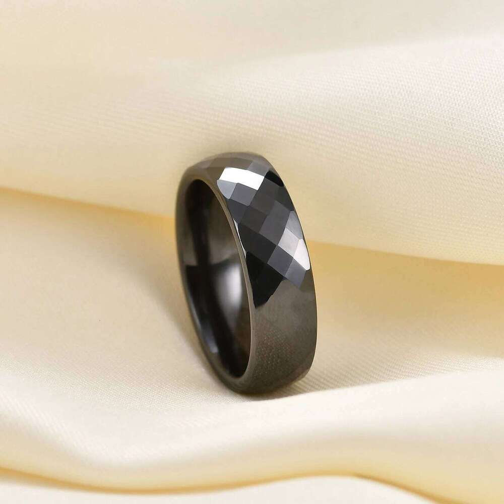 VQYSKO Trendy Black & White Color Cutting Ceramics Jewelry Classic Wedding Engagement Rings For Women Anneaux Anillos H260312