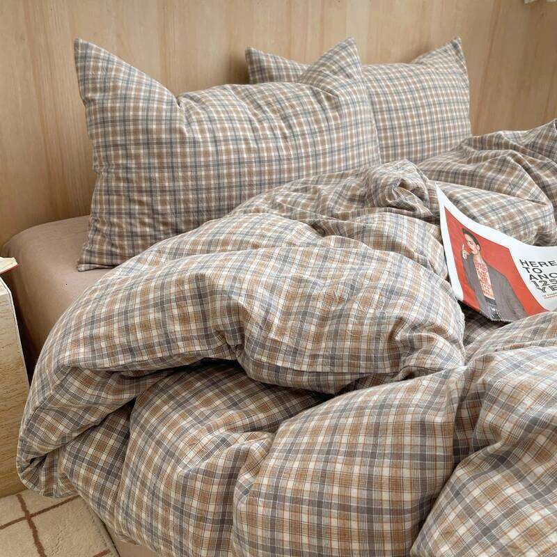 Nordic Ins Bedding Pure Cotton Duvet Cover Skin-Friendly Single Twin Full Queen Size Flat&Fitted Bed Sheets Set H260312