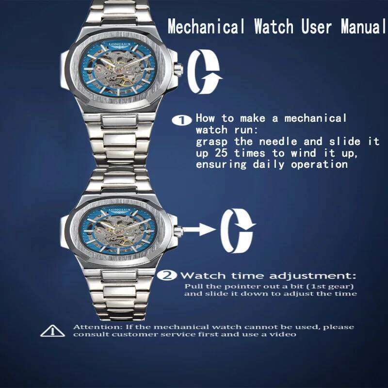 LONGLUX Men automatic mechanical luxury watches waterproof skeleton business cheap wholesale stainless steel gift watch