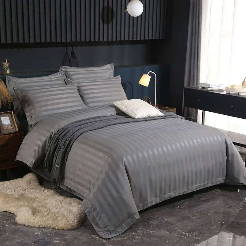 Comfort 4Pcs Set Damask Stripes Premium Hotel Quality Microfiber Soft Duvet Cover Bed Sheet Pillowcase Double Queen H260312