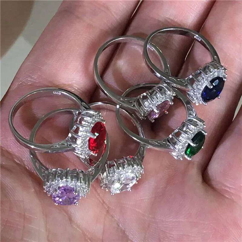Princess Diana Ring Engagement Real 925 Sterling silver Birthstone AAAA cz Royal Wedding Band Rings For Women Bridal Accessories H260312