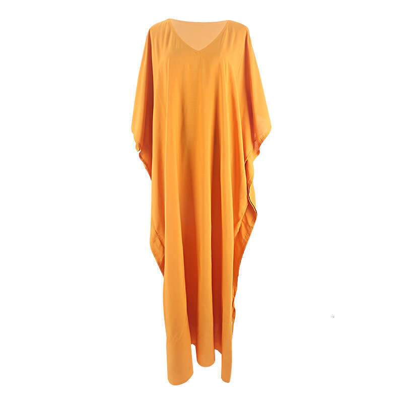 New European and American style rayon solid color cover-up dress seaside vacations, loose-fitting bikini swimsuit robe for women