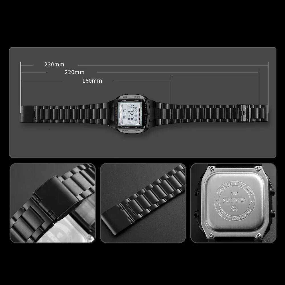 SKMEI 1381 Luxury Electronic Mens Wristwatches Waterproof LED Display Digital Watch for Men Military Sports 1328 Reloj Masculino
