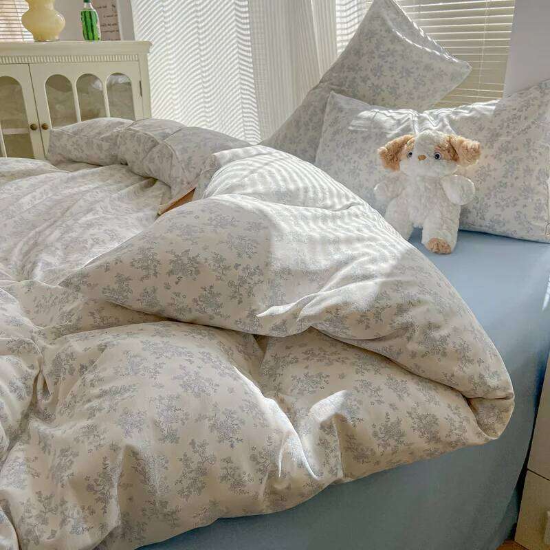 2025 new class A aerobic knitted cotton printing small fresh set, sheet, bed hat four-piece set H260312