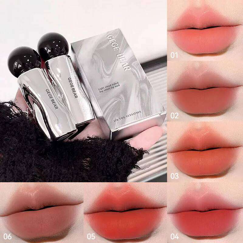 GegeBear Lightweight Cloudy Nude Velvet Lip Mud - Matte Glossy Long-Lasting Highly Pigmented Korean makeup W260311