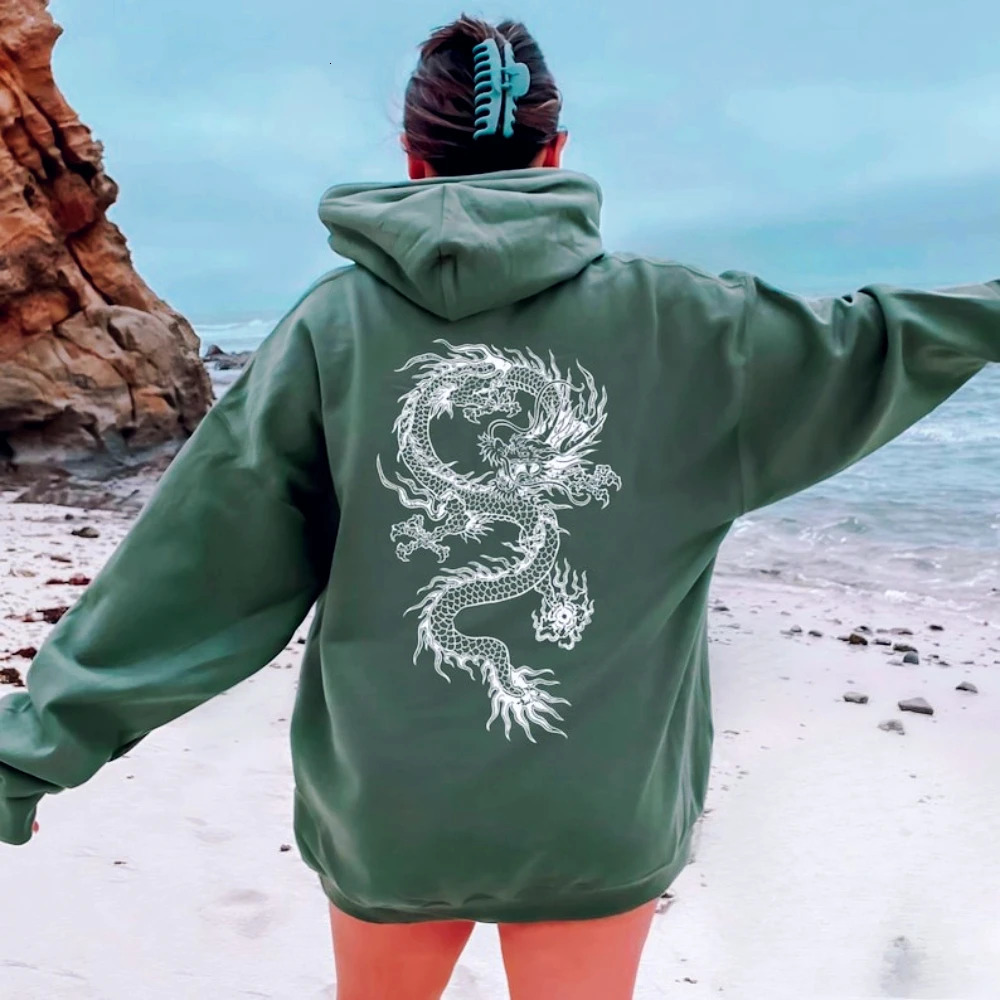 Unisex Japanese Dragon Hoodie Vintage Y2K Women Hoodies Aesthetic Goth Grunge Streetwear Graphic Dragon Sweatshirt Men Apparel 260311