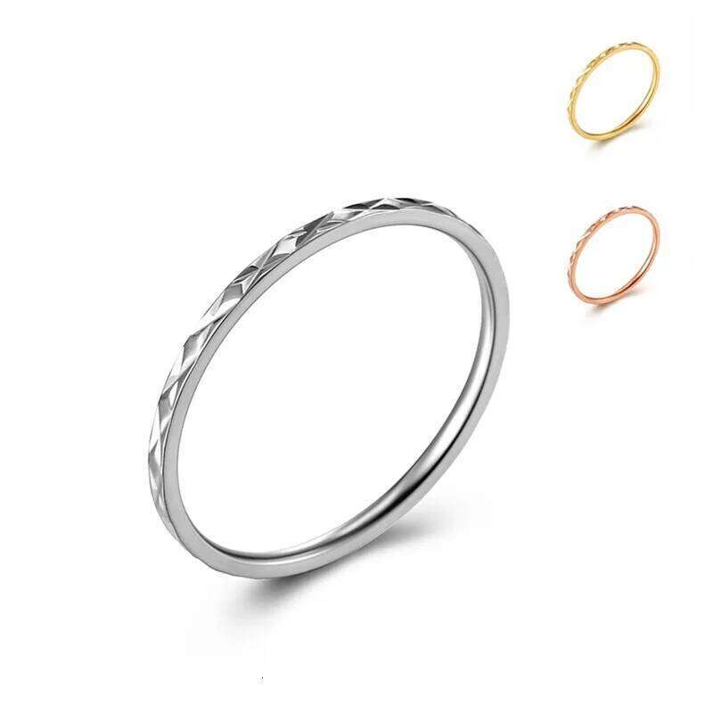 1mm Thin Stackable Stainless Steel Faceted Knuckle Midi Ring for Women Girl Size 3-10 H260312