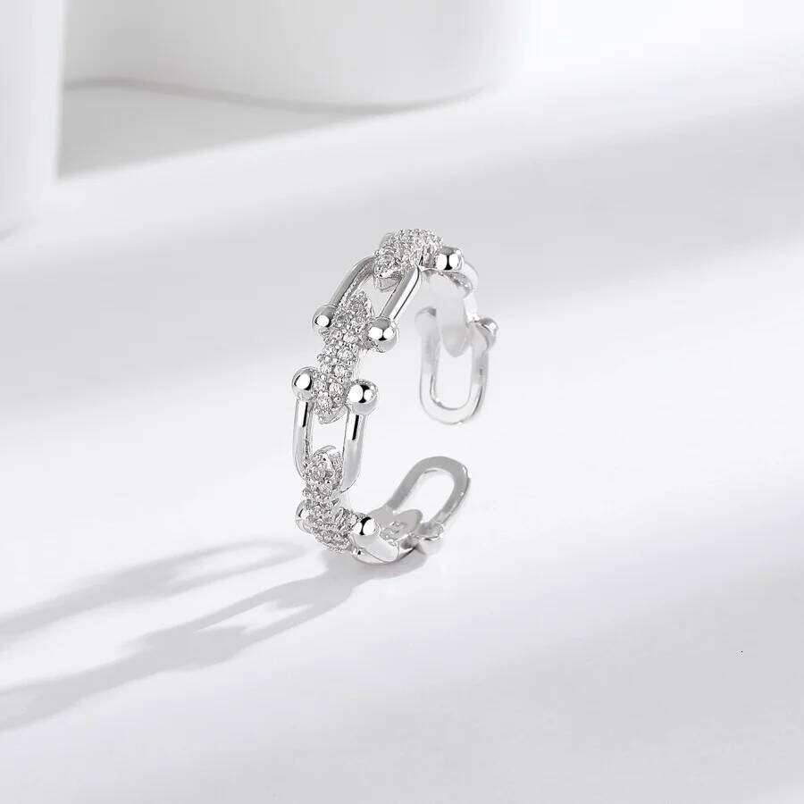 Sterling Silver Ring with Micro-Pave Zirconia for Women Light Luxury, Minimalist, Euro-American Bestseller Cross-Border Premium H260312