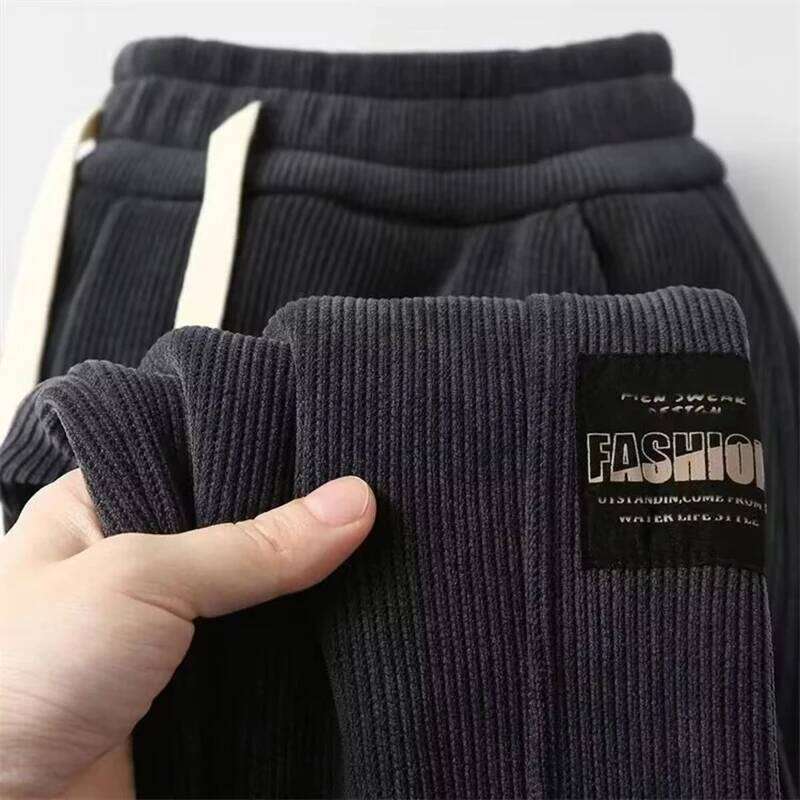Men Tech Fleece Embroidery Sweatpants Baggy Corduroy Jogger Male Autumn Casual Harem Pants Loose Sport Thermal Trousers