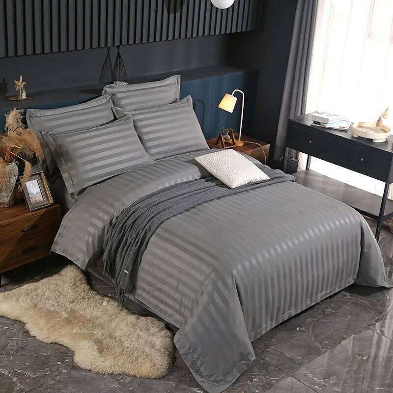 Comfort 4Pcs Set Damask Stripes Premium Hotel Quality Microfiber Soft Duvet Cover Bed Sheet Pillowcase Double Queen H260312
