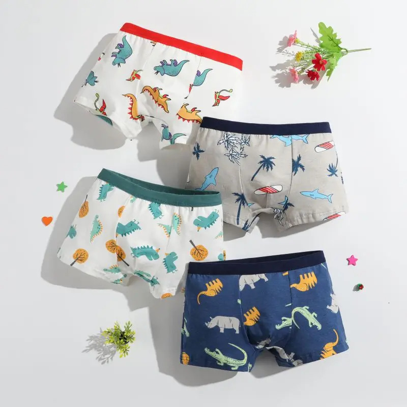 48 pcs Boys Boxer Sets Briefs Kids Cotton Underwear Baby Underpants Teenager Cartoon Dinosaur Print Children Panties Clothes 260311