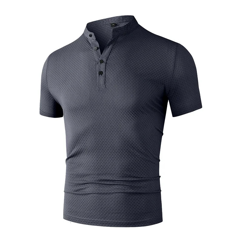 Mens Business Casual Short Sleeved Bone Flower Solid Color POLO Shirt Fashion Breathable Comfortable Summer Versatile Top 260311