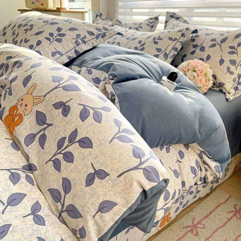 2025 new polished AB surface quilt cover sheet spring and autumn thickened dormitory bed four-piece set H260312