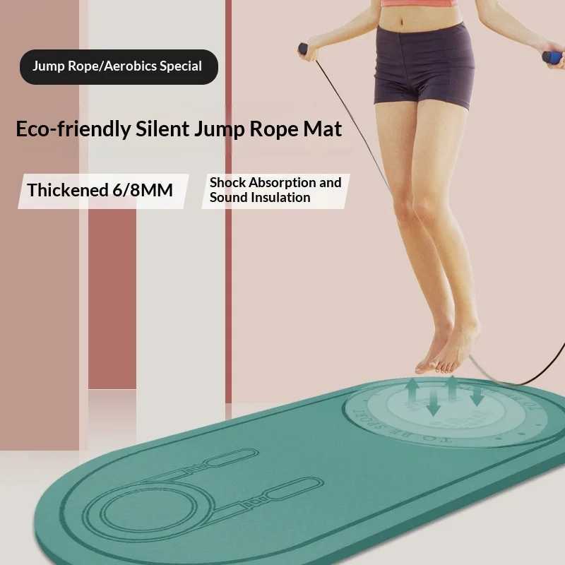 TPE Yoga Mat Jump Rope Noise Reduction Shock Absorbing Extra Thick Anti Slip Rubber Exercise Mat Indoor Home Gym Pink Blue M260312