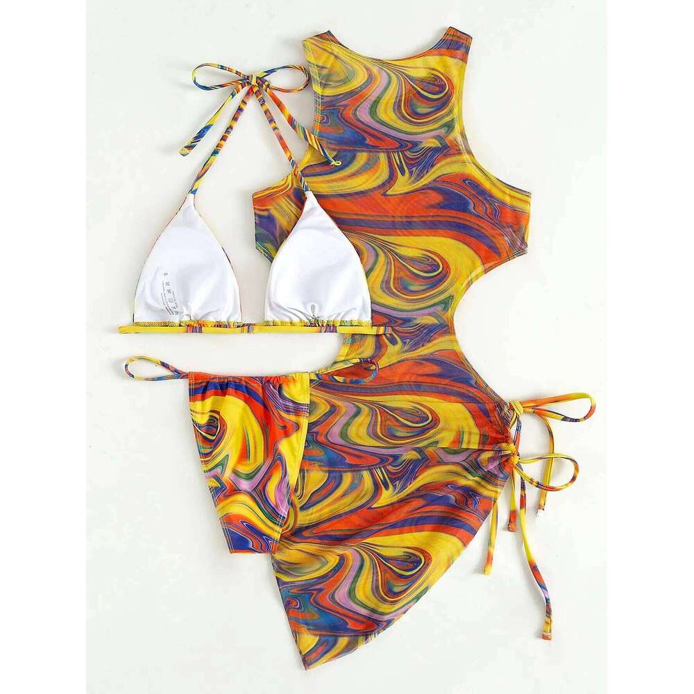 3 Pieces Bikini Set Women Leopard Halter Sexy Swimsuit 2026 Bikinis With Beach Cover Up Swimwear Backless Bandage Bathing Suit Y260303