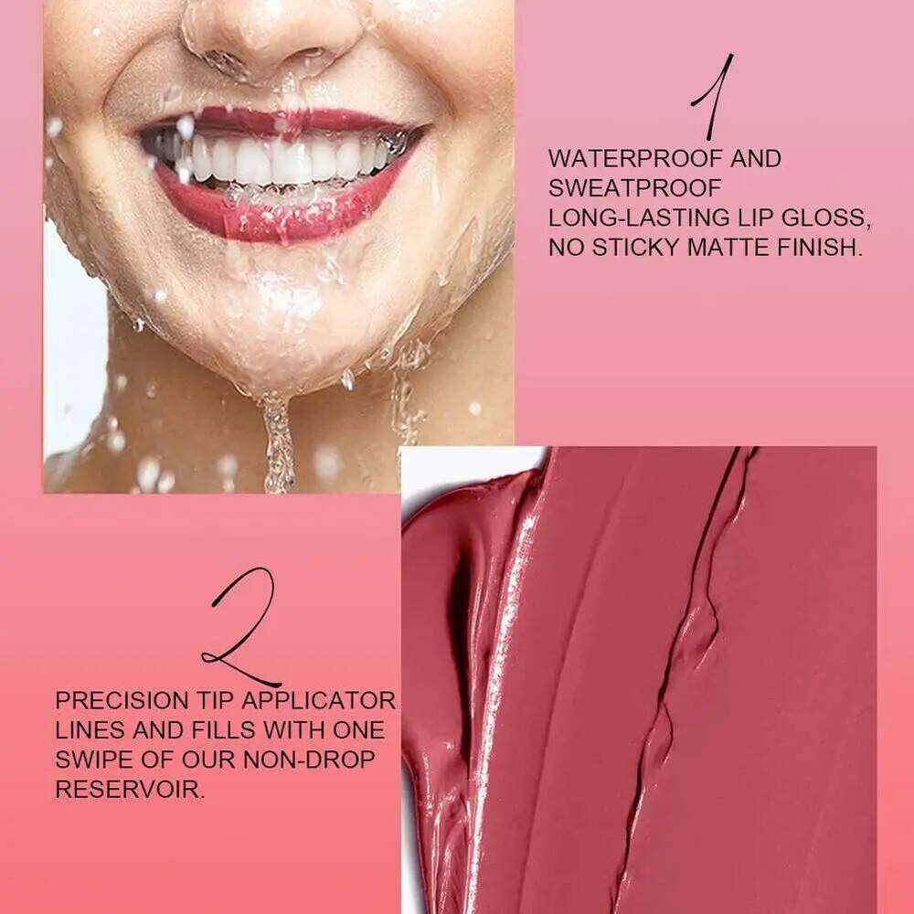 Punk Dark Plum 24H Waterproof Matte Velvet Lipgloss Makeup Long-Lasting Non-stick Cup Lip Glaze Nude Liquid Lipstick Cosmetics W260311