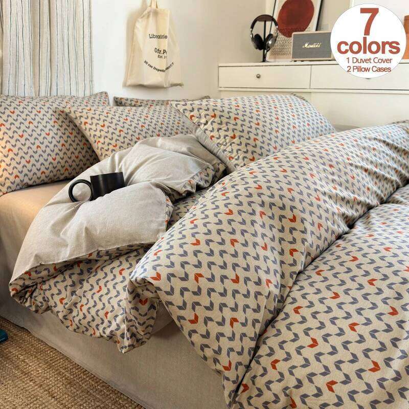 100% Cotton Duvet Cover with 2 Pillowcases - Soft & Breathable Bedding Set 3Pieces, Hypoallergenic, Easy Care, 16 Sizes H260312