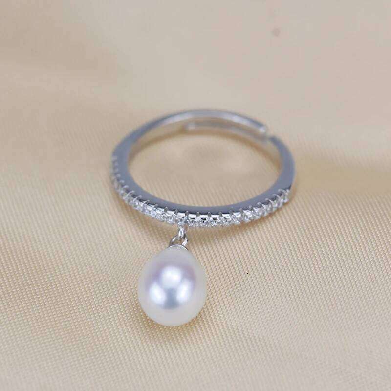 ZHBORUINI 2024 Fine Ring Jewelry For Women Zircon Rings 925 Sterling Silver Drop Shape Natural Freshwater Pearl Gift H260312
