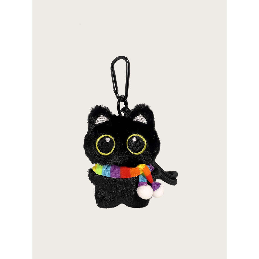 Cute Little Black Cat Bag Pendant Plush Car Keychain Cartoon Doll Backpack Decoration Couple Gift