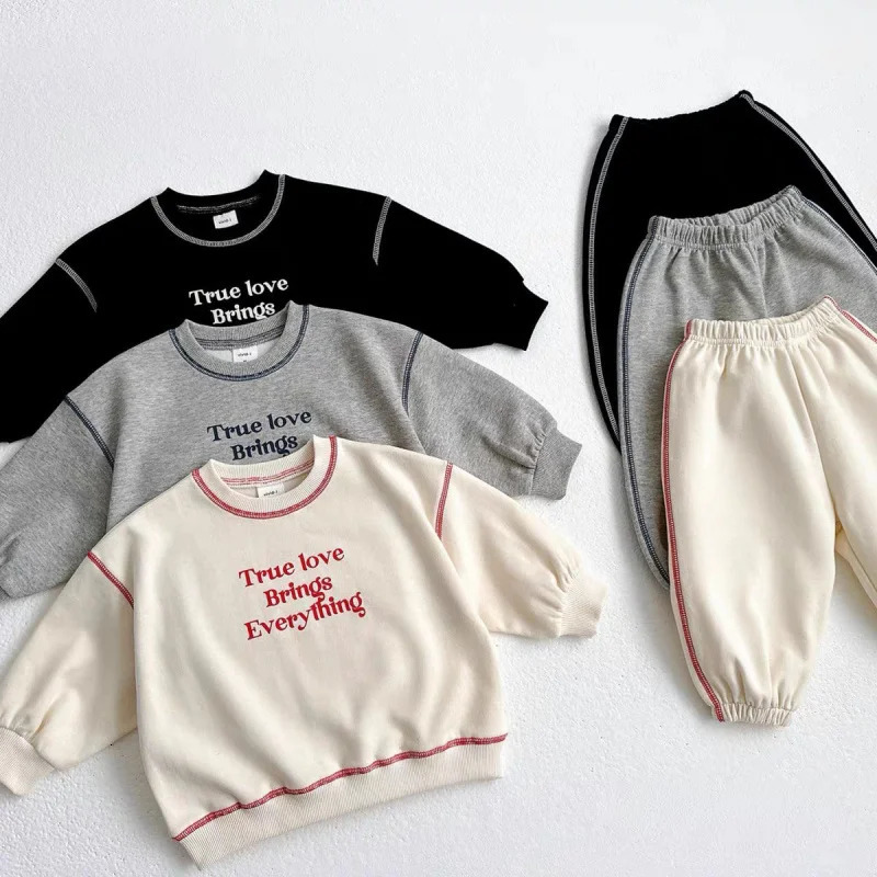 ChildrenS Spring Autumn Letter Printed Pattern Loose Casual Sweatshirt Jogger Pants Set 2Pcs Sport Wear For Boys And Girls 260311
