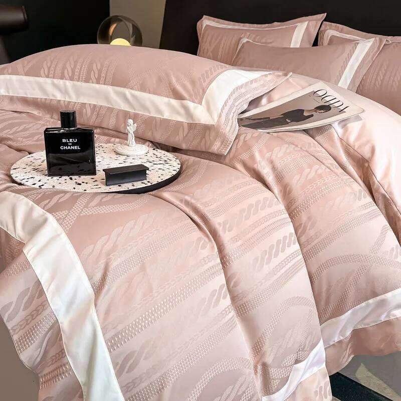 High Quality Solid Color Jacquard Bedding Set Washed Cotton Skin Friendly Comforter Cover Kit Super Soft Bed Linens for Adults H260312