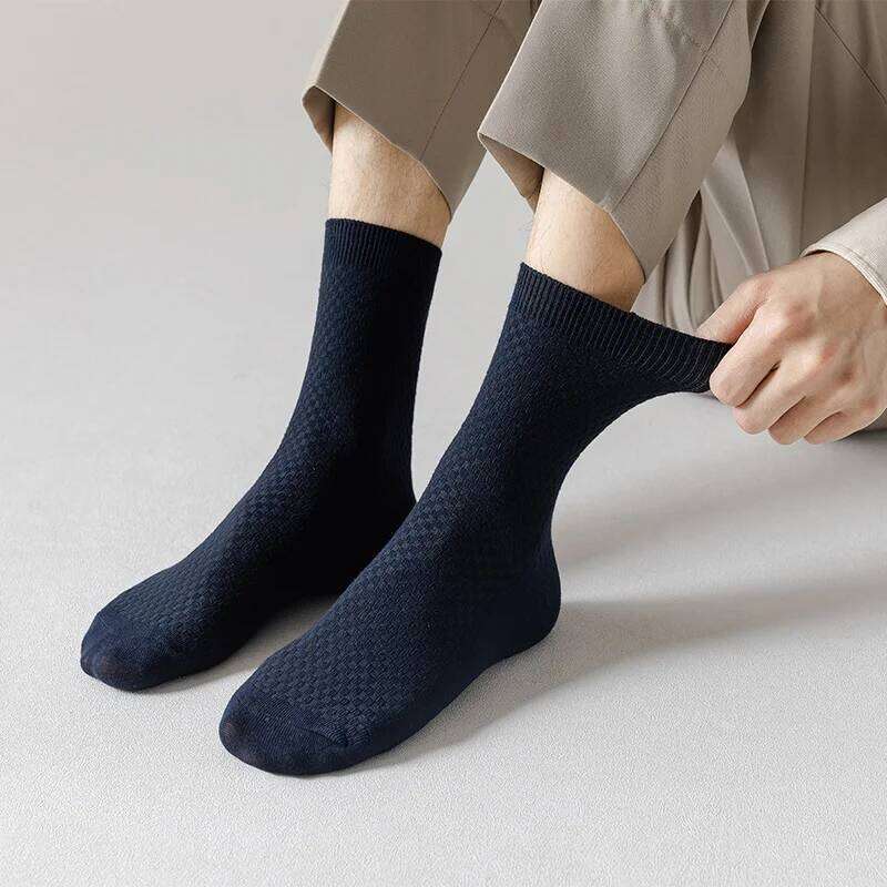 5 Pairs Men Bamboo Fiber Crew Man High Quality Spring Autum Winter Business Breathable Male Dress Ankle Socks Z260312