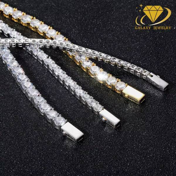High Quality GRA Certified 3mm Tennis Chain Jewelry Hiphop 925 Sterling Silver Iced Out Moissanite Tennis Chain Necklace