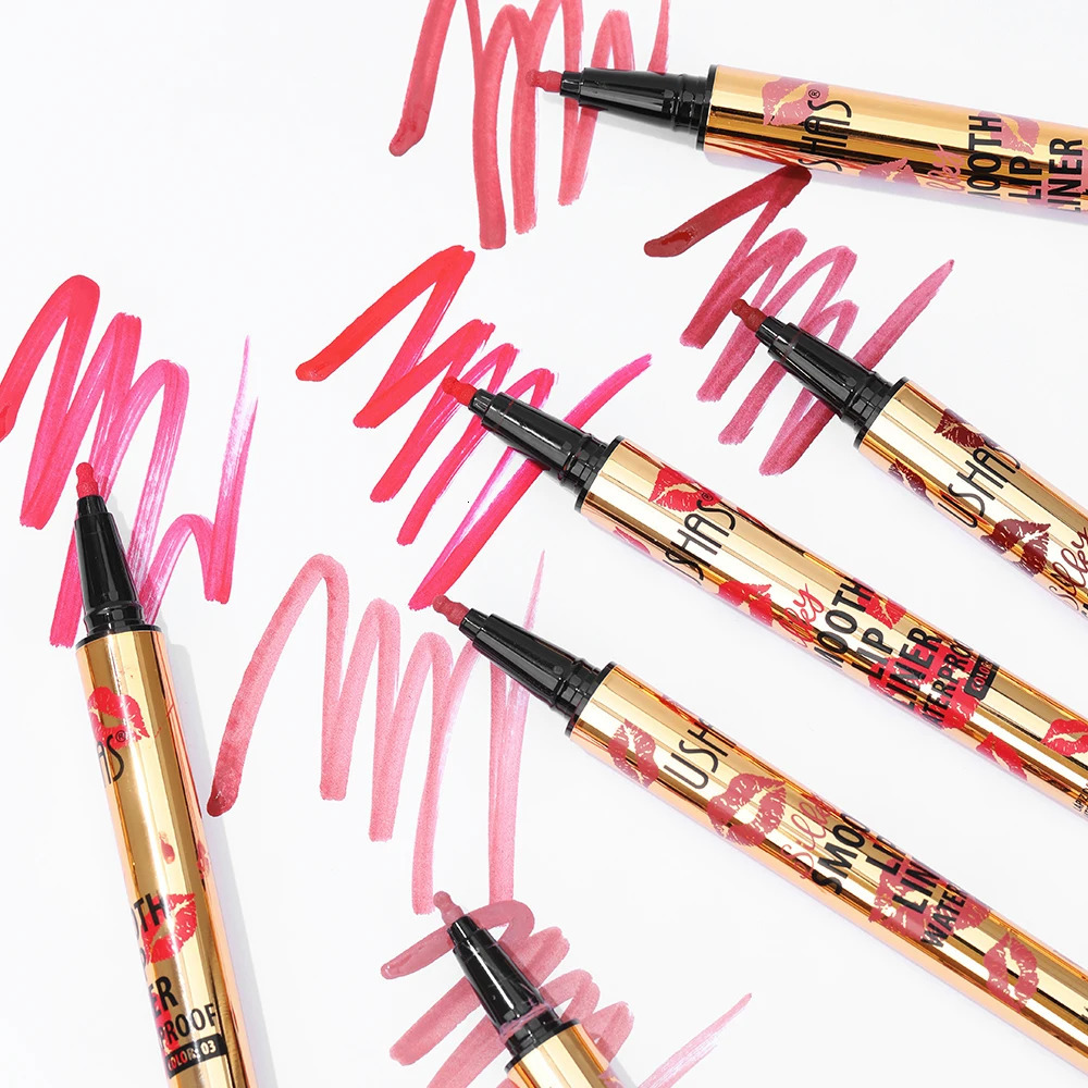 USHAS 12-color matte long-lasting lip liner waterproof sweatproof easy to color long-lasting non-stick cup lipstick pencil 260305