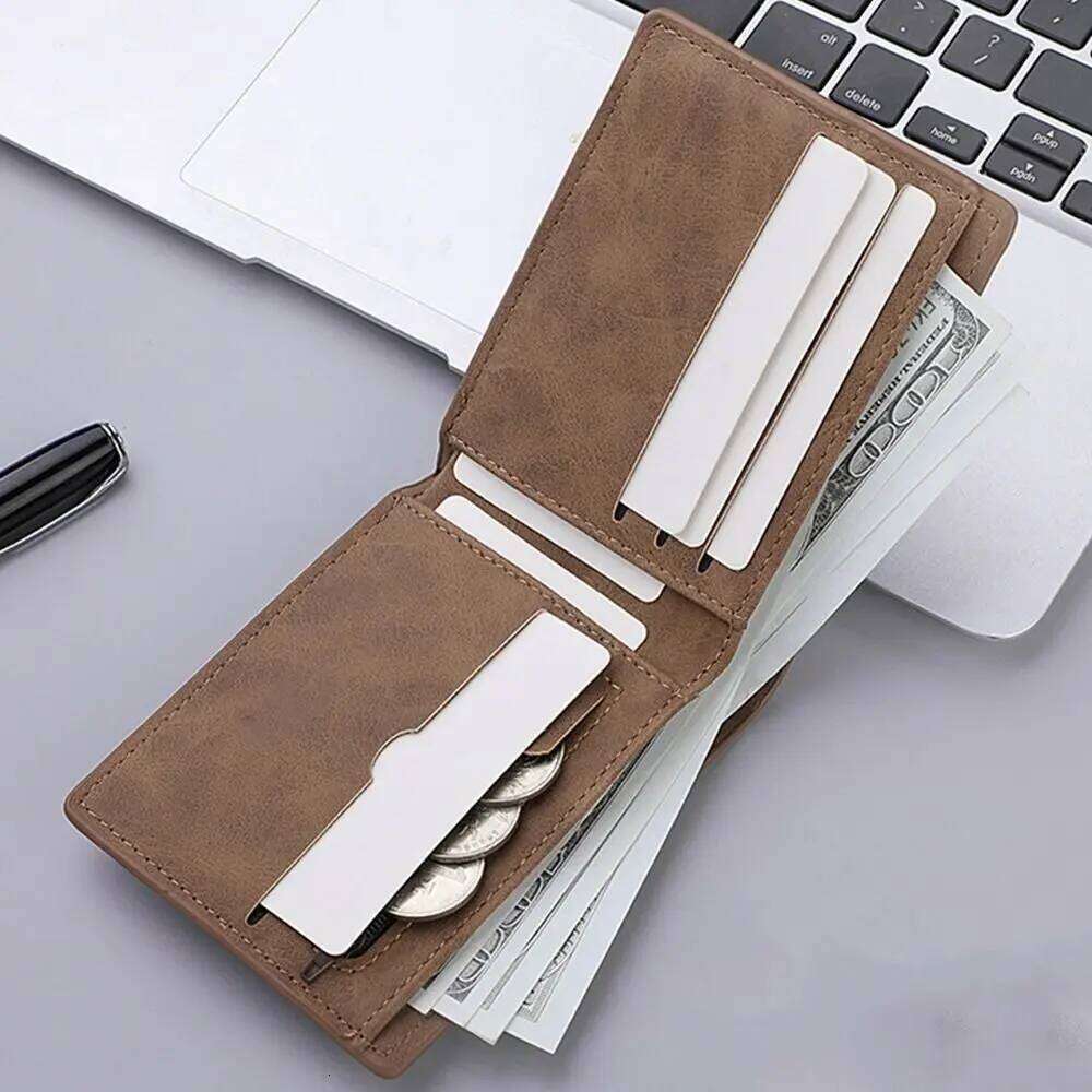 Fashion PU Leather Men Wallet Large-capacity Multi-card Slot Card Folding Money Bag Lightweight Skin Short Purse