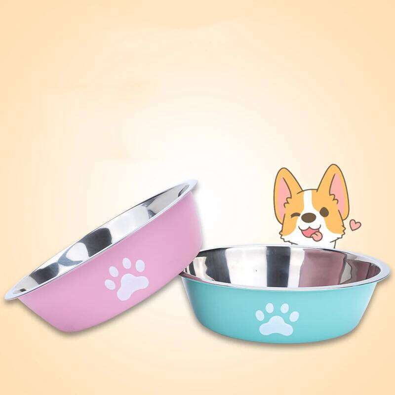 Dog new large capacity food stainless steel anti-overturning household dog bowl pet supplies 26Y0312