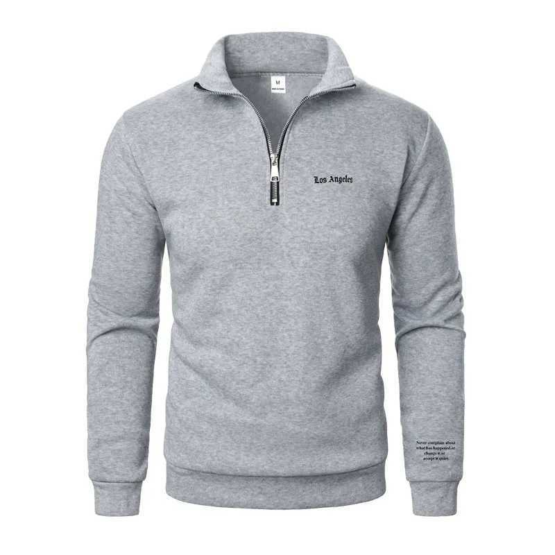 Spring and Autumn new casual half zipper stand up collar hoodie trend simple and loose oversized fleece mens hoodie M260312