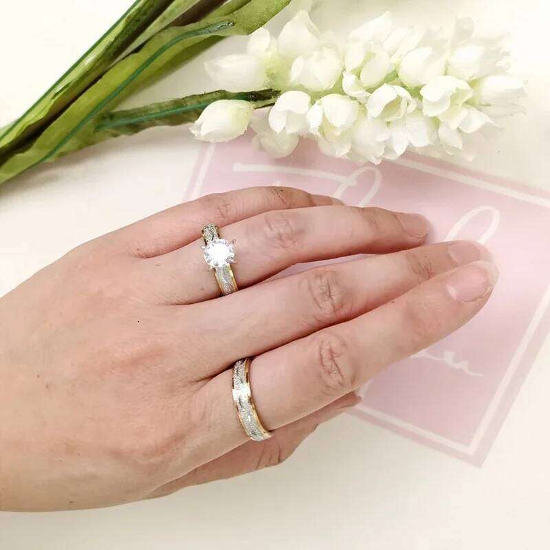 4mm Couple Lover Engagement Rings Women Men Stainless Steel Ring with Zircon Korean Style Jewelry for Wedding WC033 W260311