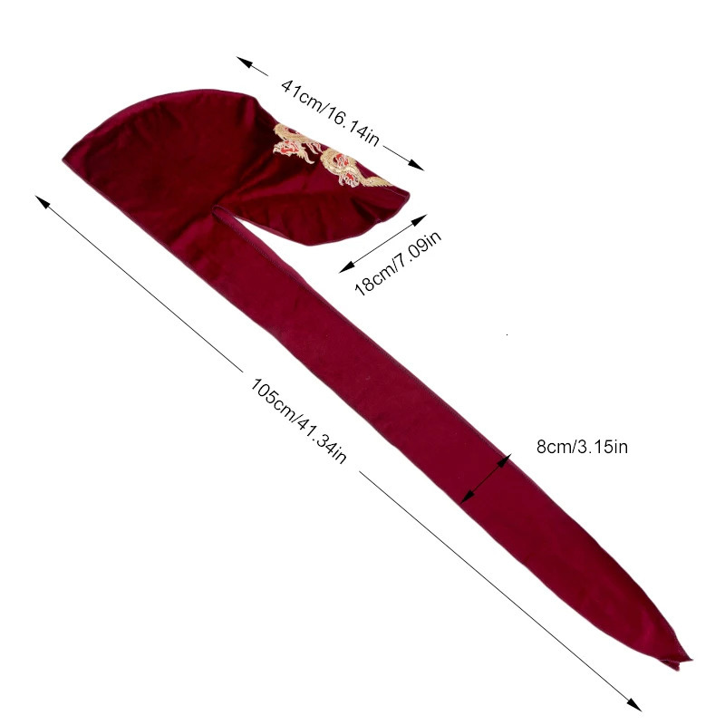 Mens Dragon Pattern Velvet Durags Bandanas Headwear DuRag Turban Hat Headband Breathable Head Wraps With Long Tail 260304