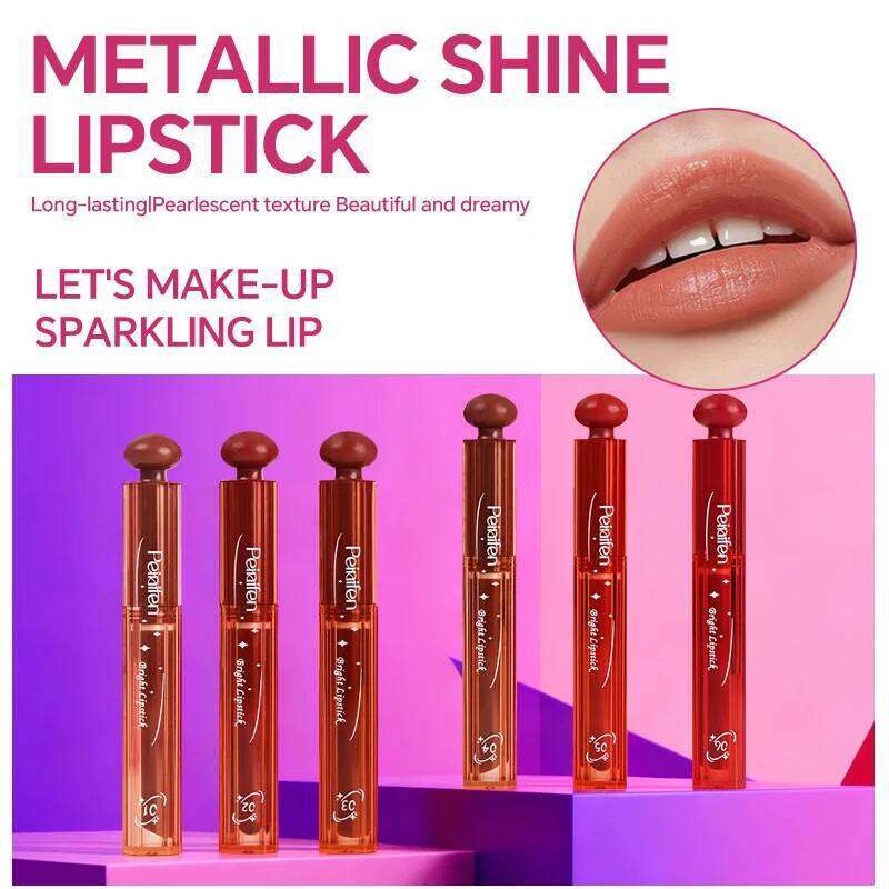 6-Lasting Stick Waterproof Lip Cover Long Glossy Lipstick with Transparent Surface - Perfect Christmas Gift for Her W260311